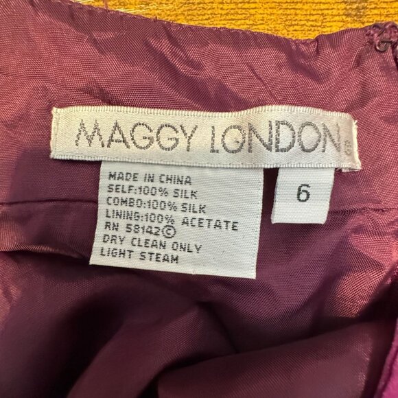 Maggy London Purple Halter Pleated‎ Silk Dress Size 6 Elegant Party Cocktail Vtg - Picture 4 of 6